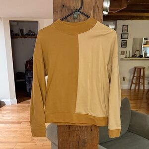 Two-Tone Tan and Cream Crew Sweatshirt